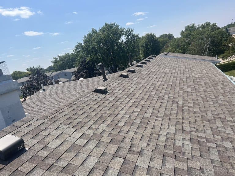 closeup of asphalt shingles on home