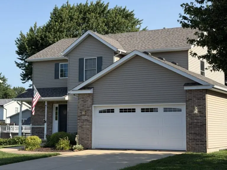 big house white garage door