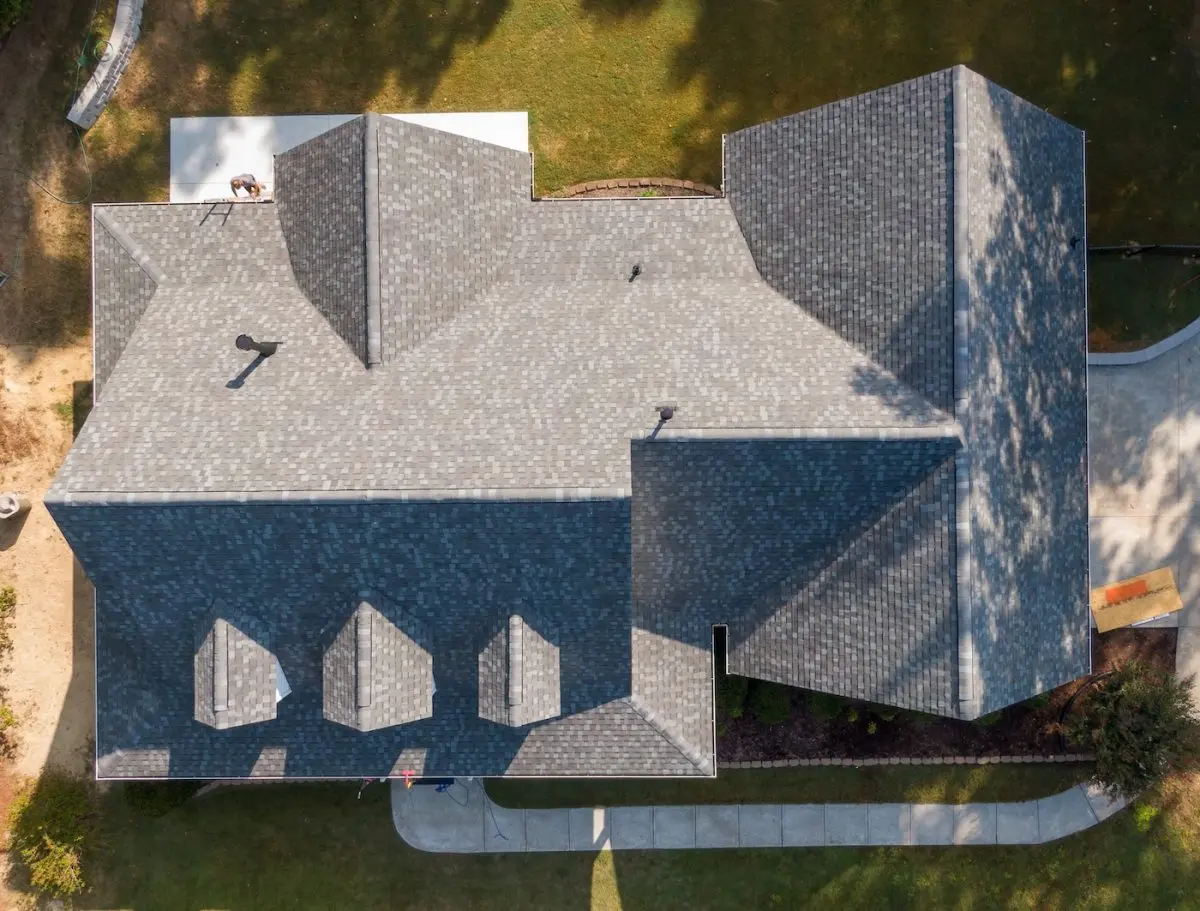 aerial view of asphalt roofing
