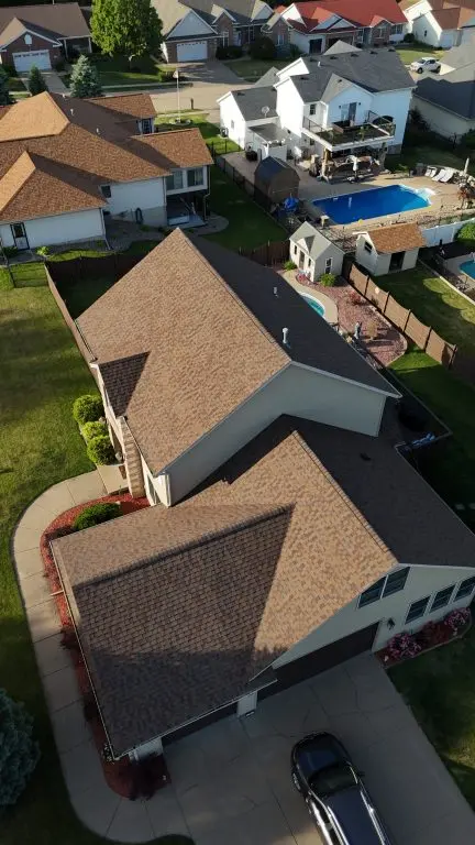 aerial view of asphalt roofing