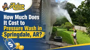 Arkan Softwash pressure washing a home in Springdale, Arkansas