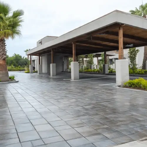 Paver Parking Lot and Garage