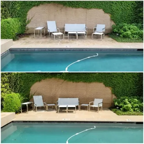 Pressure washing pool patio
