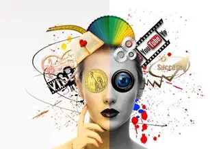 6ways1 | Search Strategy Marketing A collage illustration of a woman’s face with overlapping lenses and video reels.