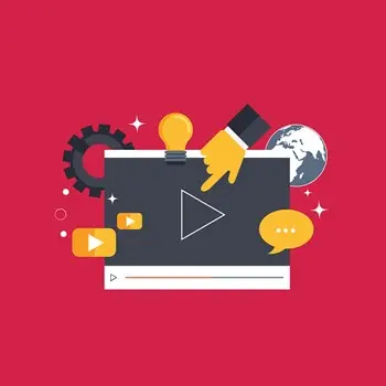 6ways2 | Search Strategy Marketing An illustration of a video player over a red background.