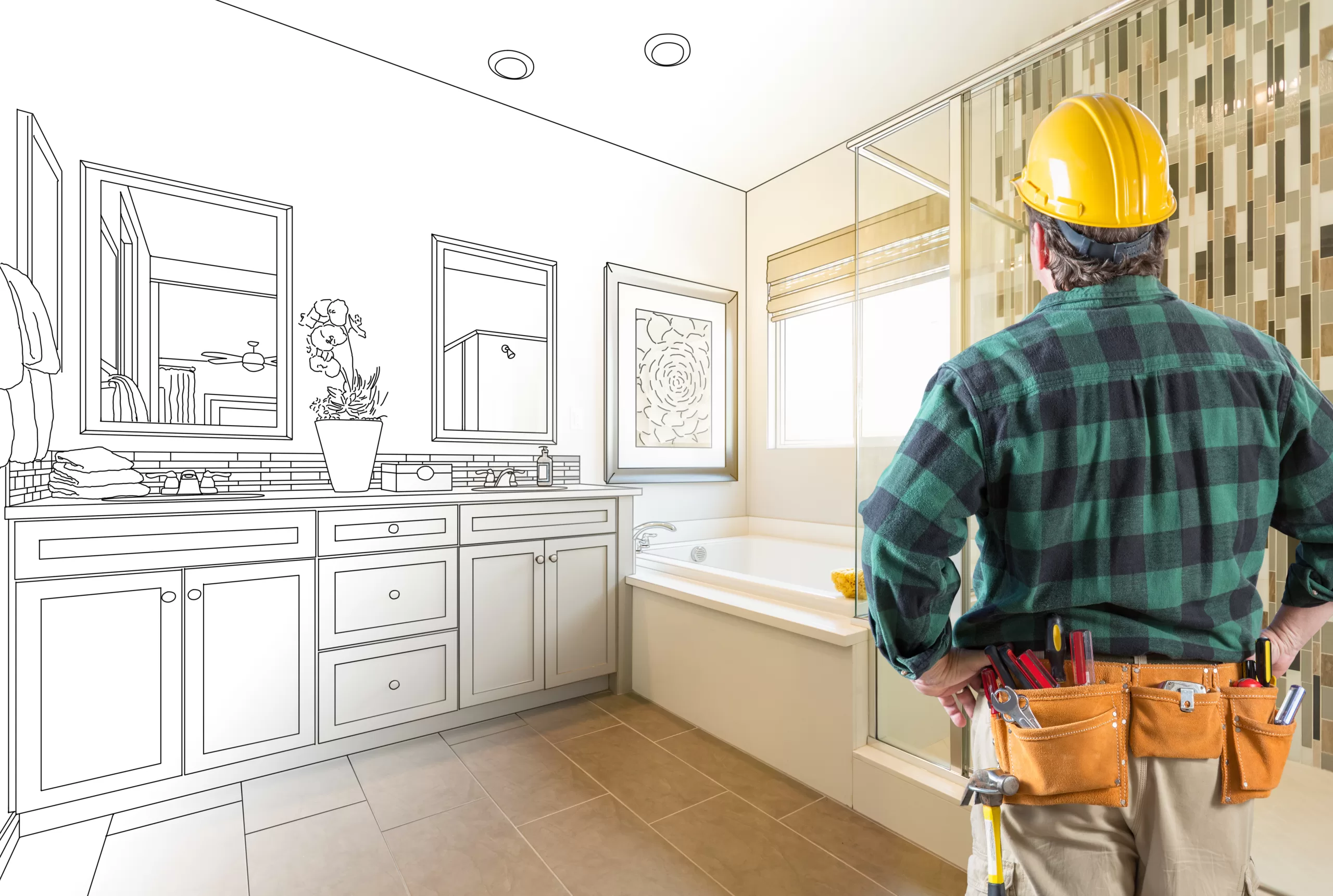Contractor Facing Custom Master Bathroom Drawing and Photo Gradation | Search Strategy Marketing a home remodeler looking at his future project