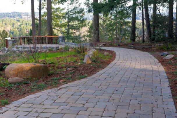 AdobeStock_188169498-scaled | Search Strategy Marketing Garden Stone Brick Paver Walking Path to Backyard Deck built by a hardscaper