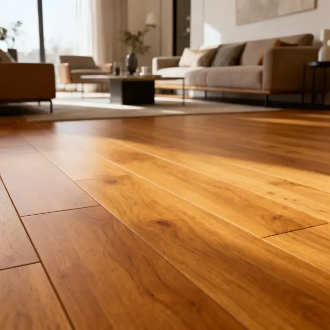 oak hardwood floor in the living room of a kansas city residential home