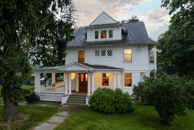 white house with gable roof