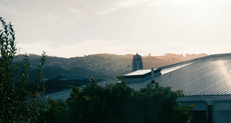 Modern home with residential metal roofing