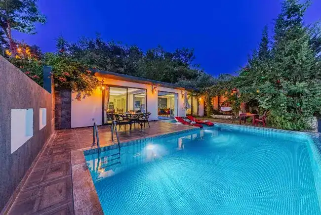 outdoor space with swimming pool.