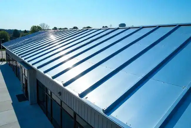 top view of commercial metal roof