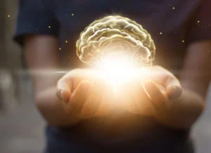 Palm care and protect virtual brain Image