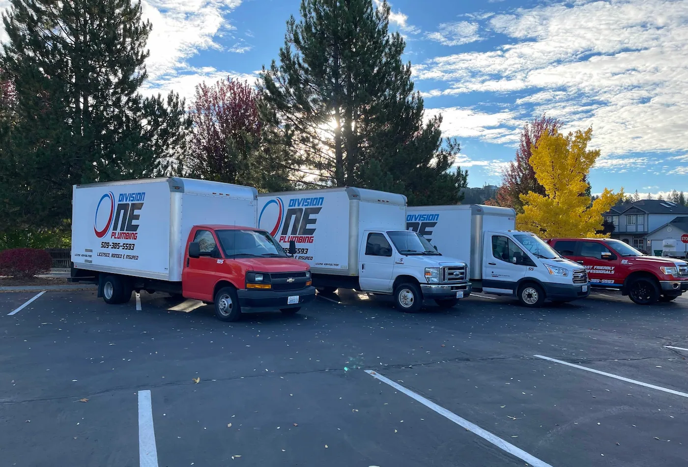 Division One Plumbing service trucks