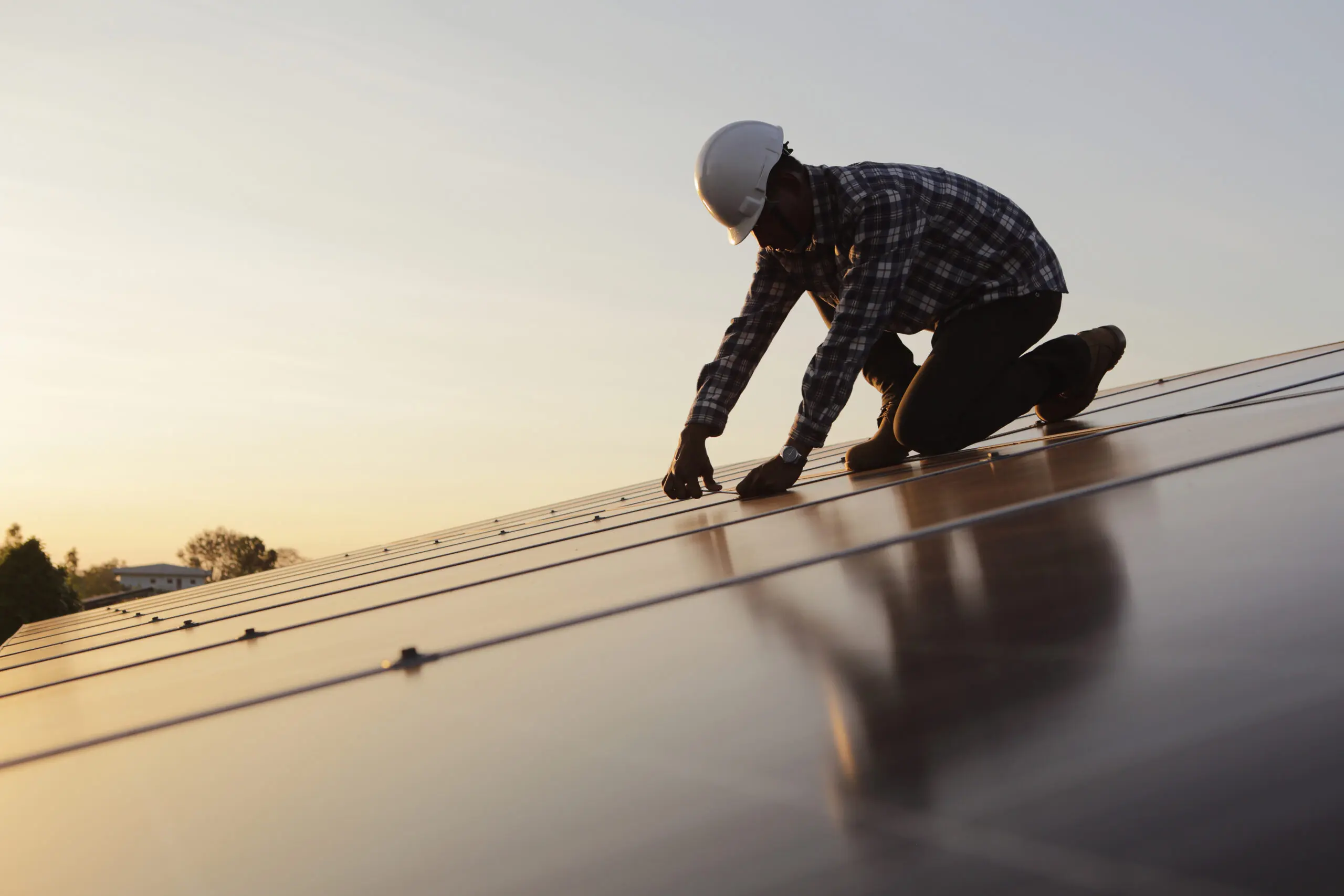 engineer working on checking and maintenance equipment at industry solar power.