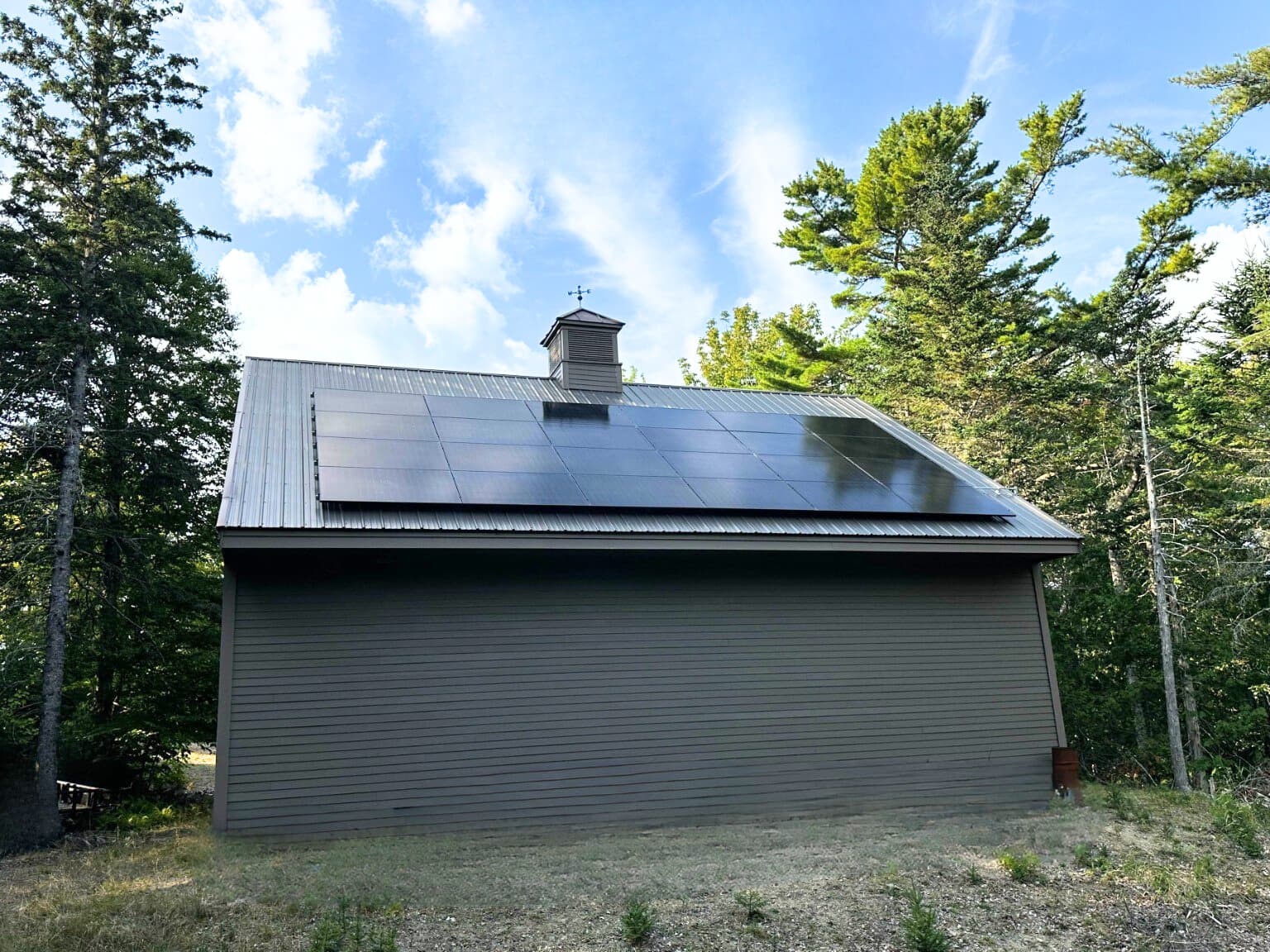 small house solar panel shingles rooff suncovia project trees