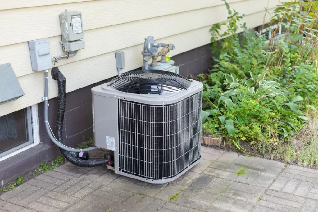 Outdoor Air conditioner unit. HVAC unit on the patio