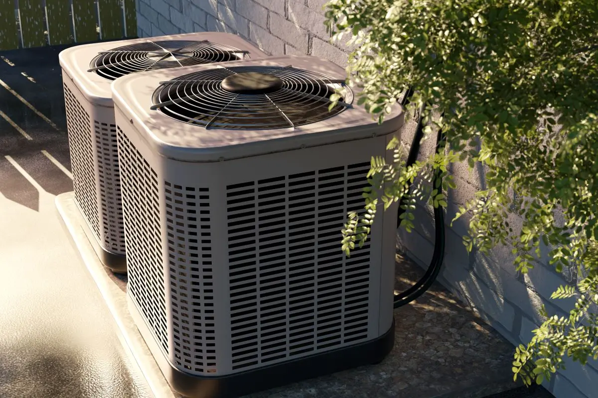 air conditioner near the new house fan air outside
