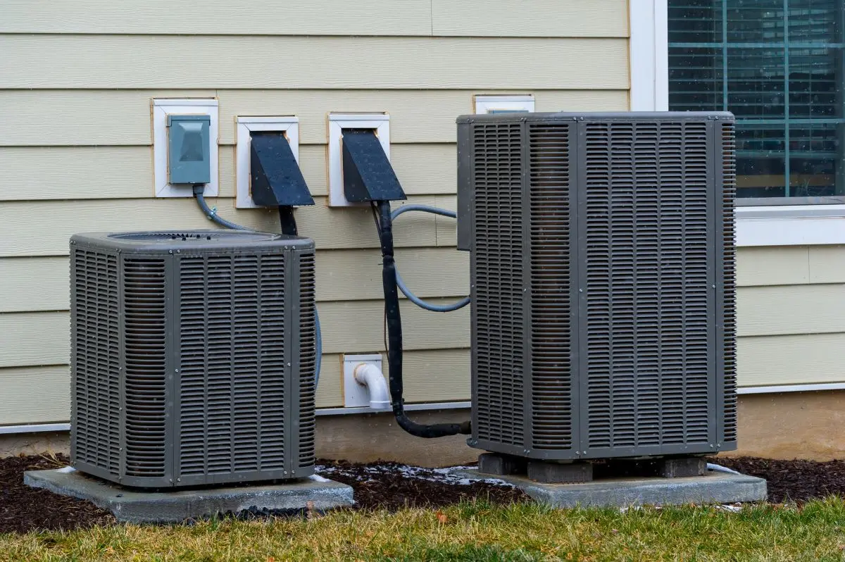 air conditioner near the new house system pump modern