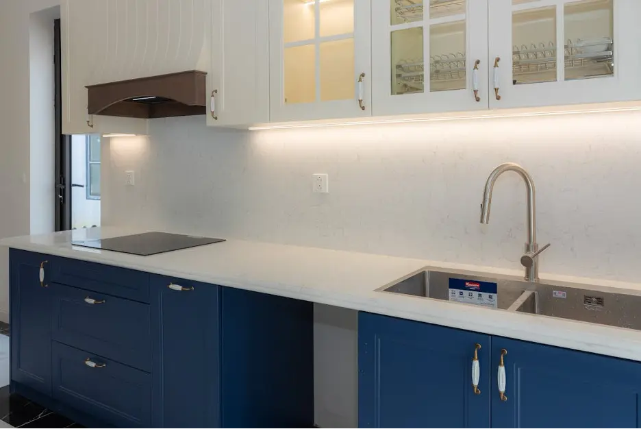 kitchen remodel blue cabinetry