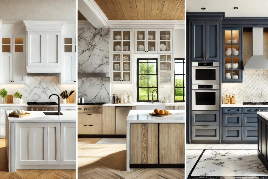 Modern kitchen cabinets.