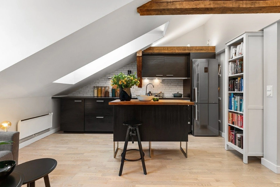 Dark cabinetry.