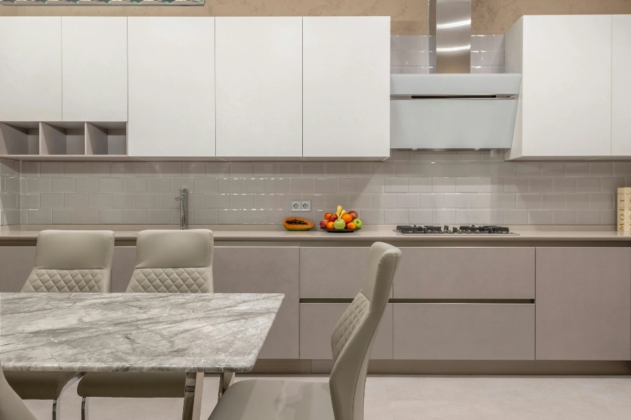 White kitchen cabinet doors.