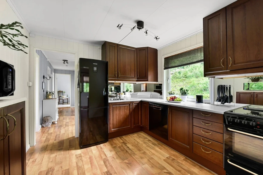 Painted kitchen cabinets.