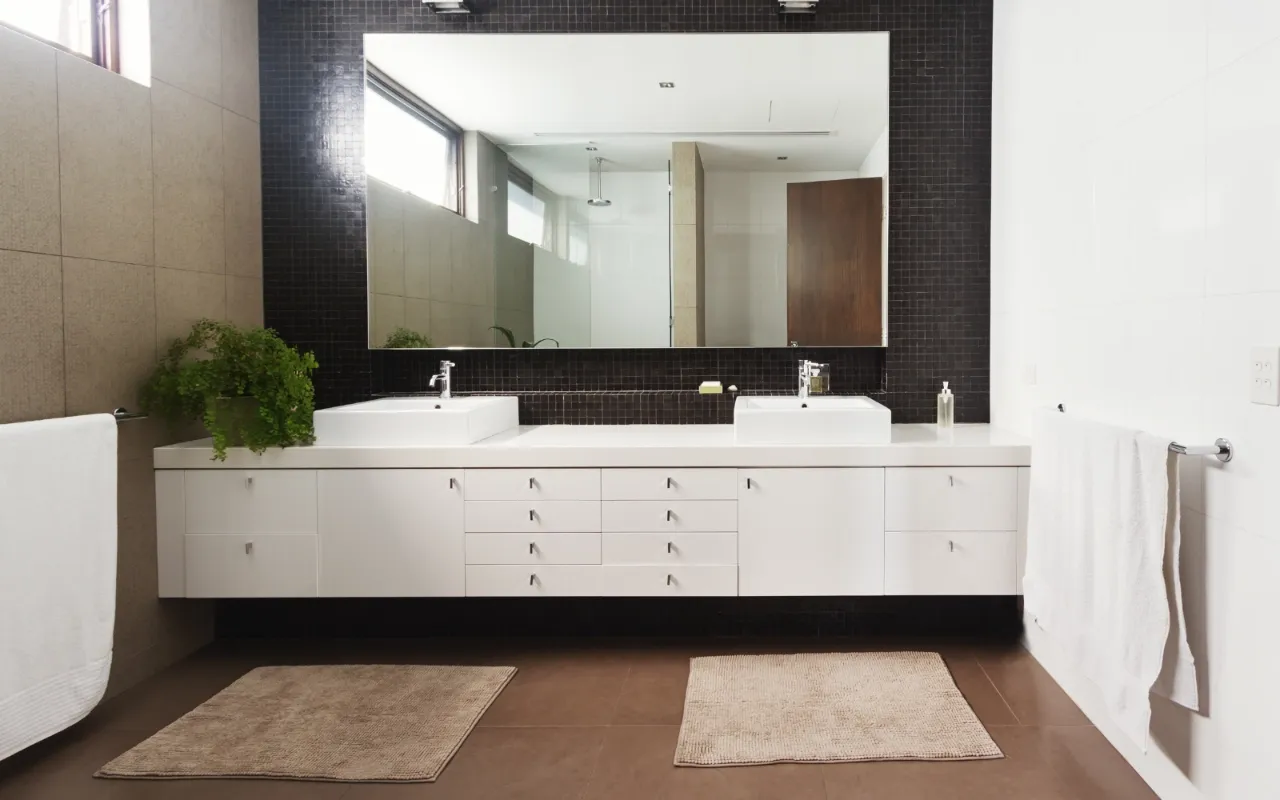 Black mosaic bathroom vanity modern