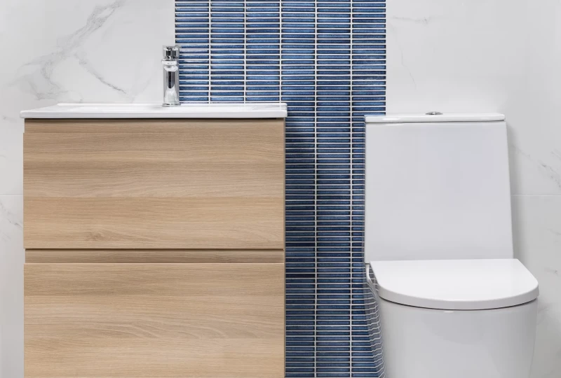 blue and white wall tile