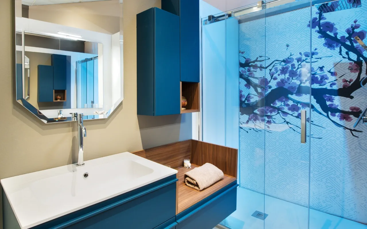Blue bathroom vanity