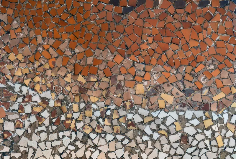 Brown and White Mosaic Glass Tile Innovative Flooring