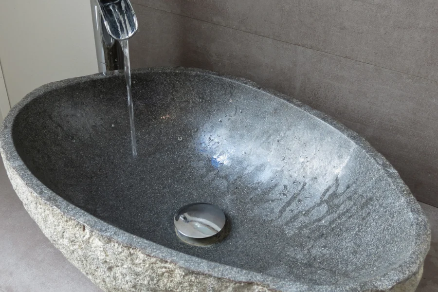 natural stone in a rustic bathroom