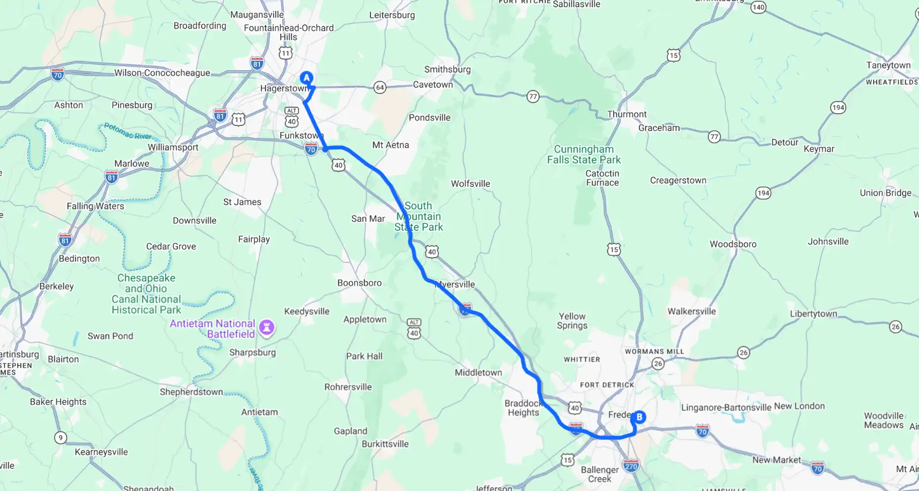 directions from pangborn park to ikfs