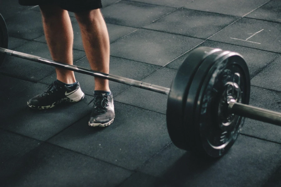 fitness room with durable black rubber flooring