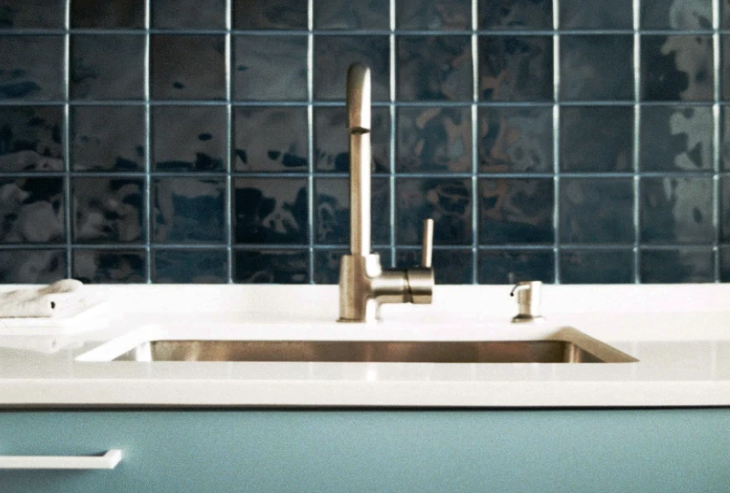 glazed ceramic tile blue splashback