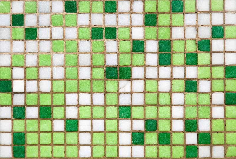 Green and White Mosaic Glass Tile Innovative Flooring
