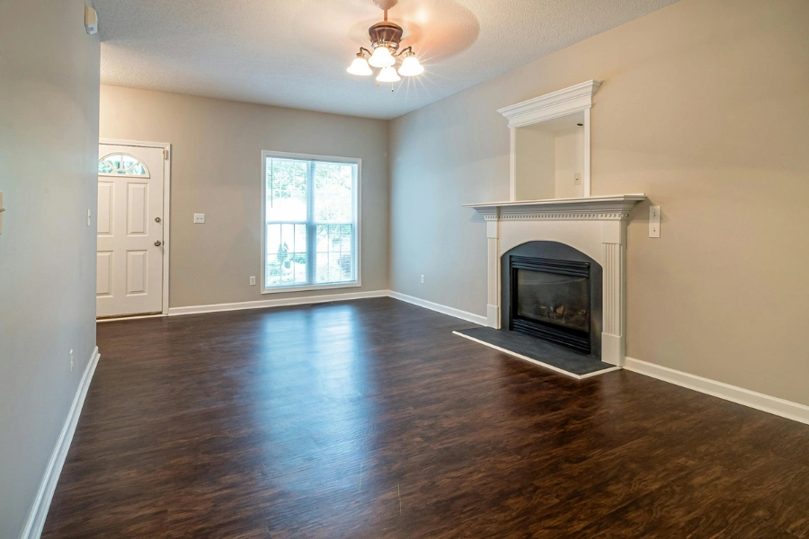 Dark hardwood floor.