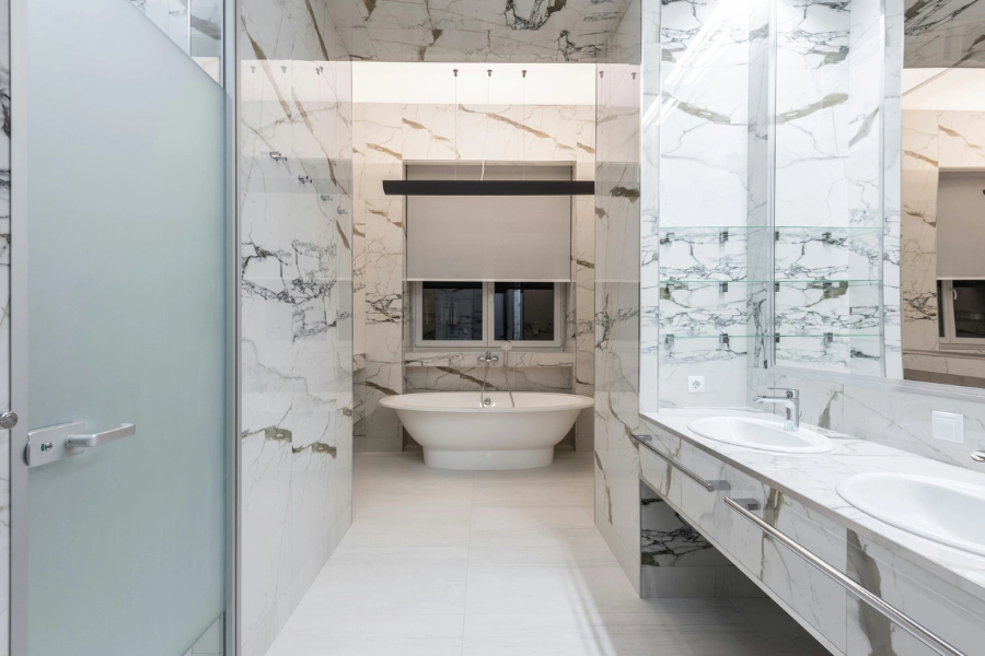 separate shower enclosure and bathtub