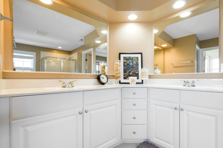 two large mirrors above vanities