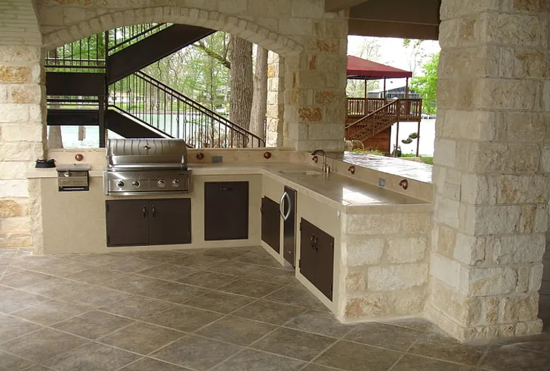 limestone outside bbq area