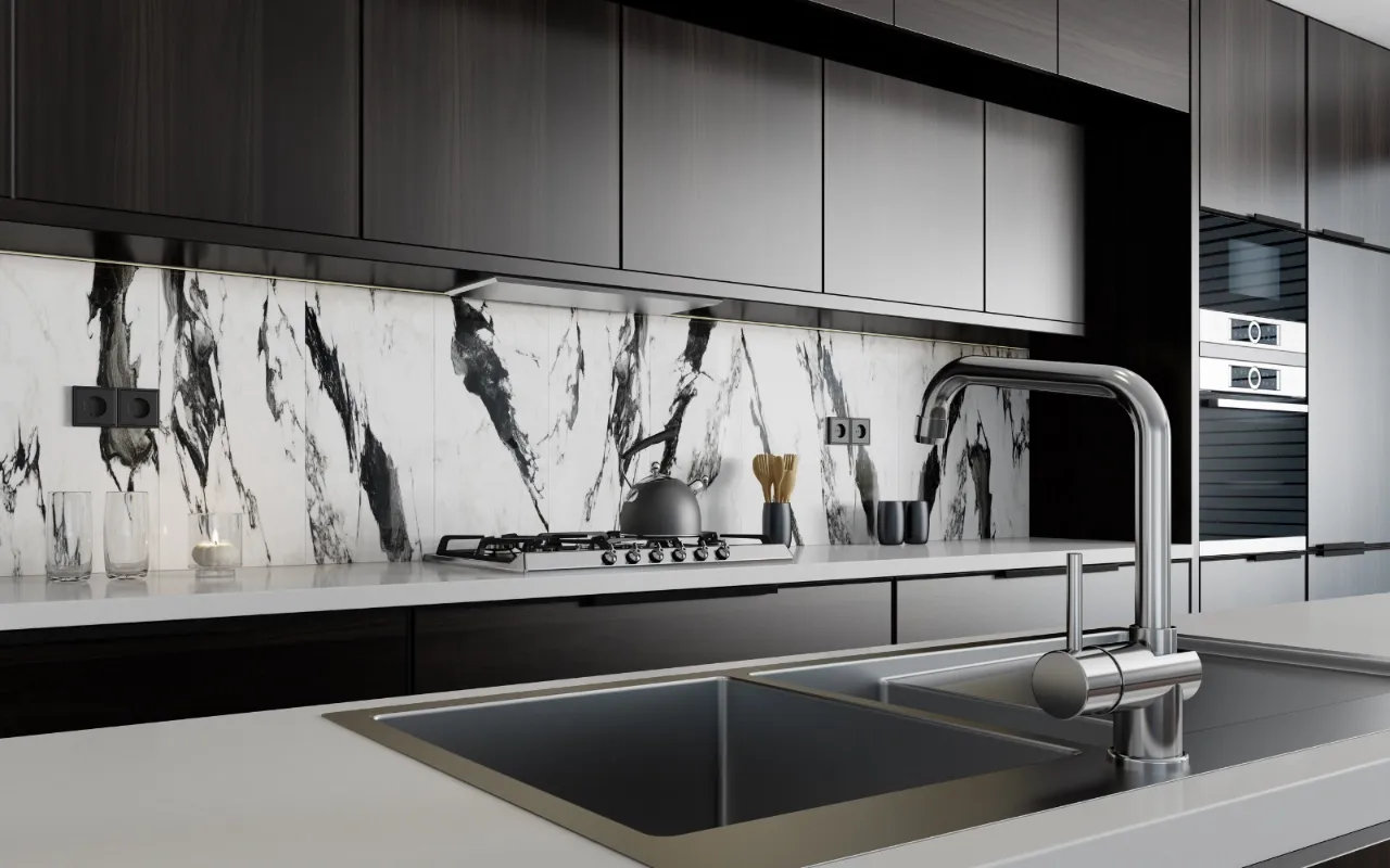 Marble Backsplash Installation Kitchen