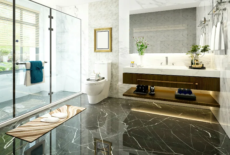 marble look porcelain tiles black and white