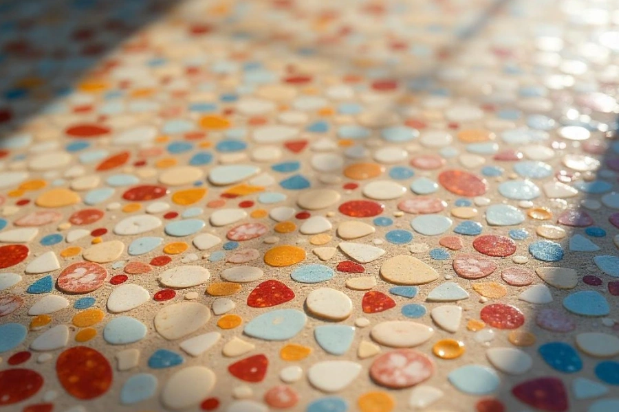 Close-up of a terazzo tile.