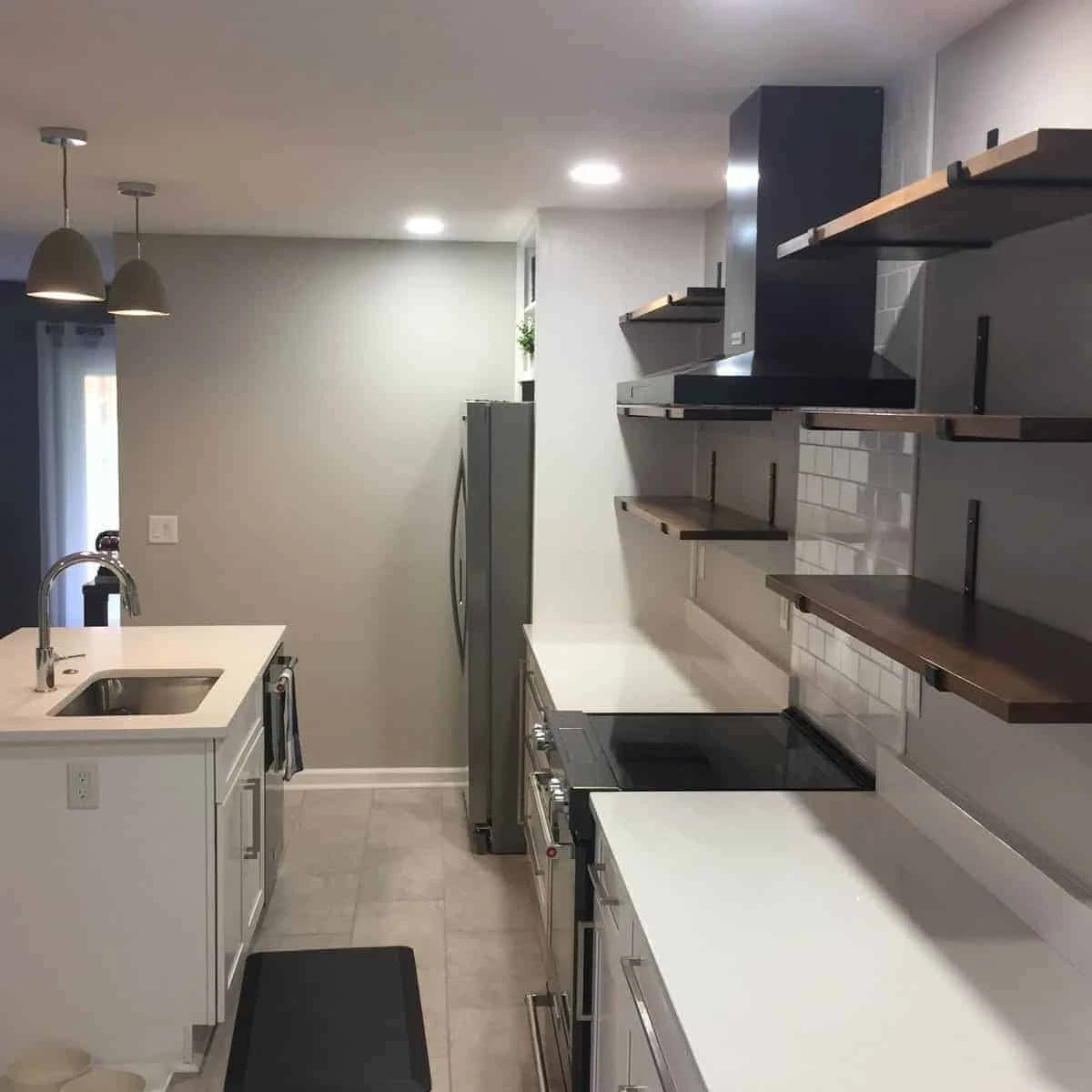 Modern Kitchen Remodel - Open Shelving Side View 3