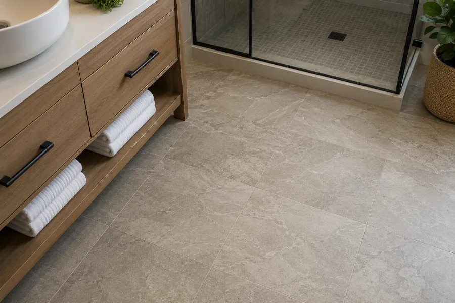 modern bathroom with natural textures
