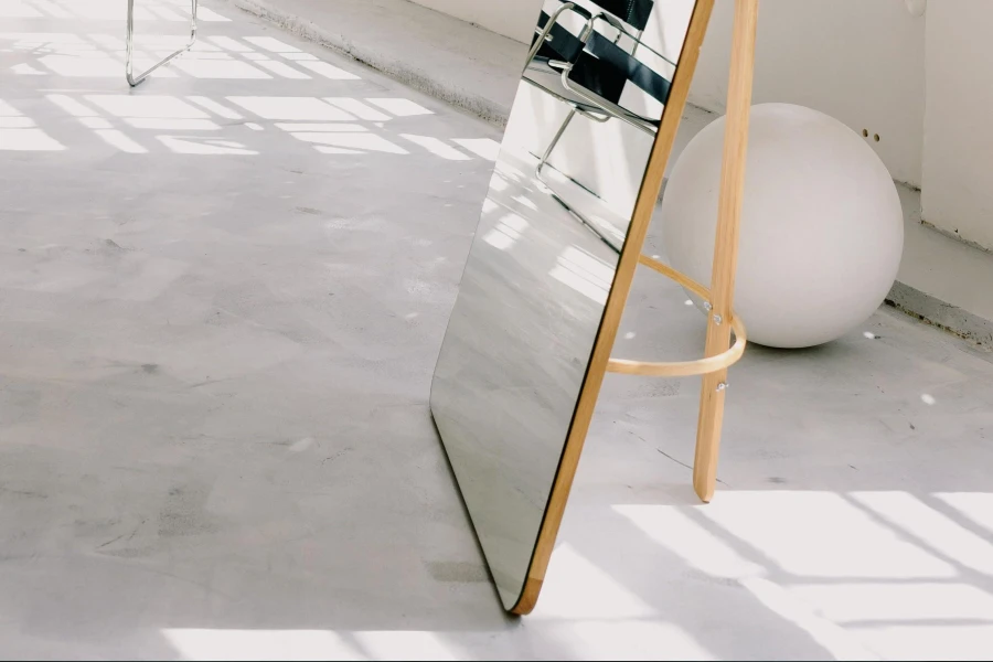 modern room with a smooth finished concrete floor