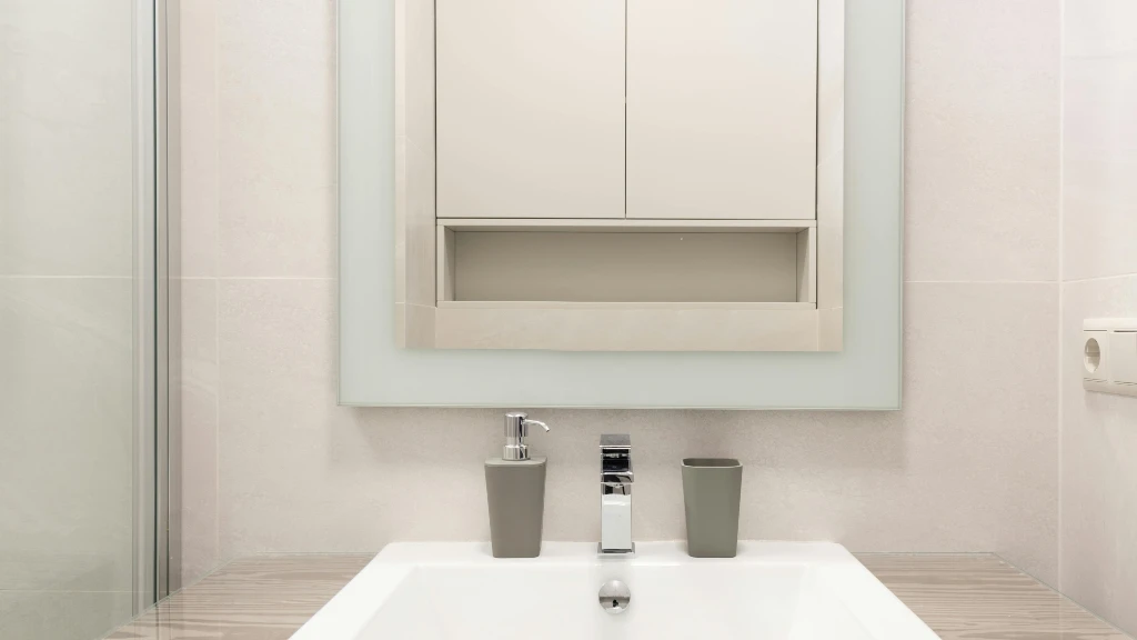 Modern wall cabinets above sink