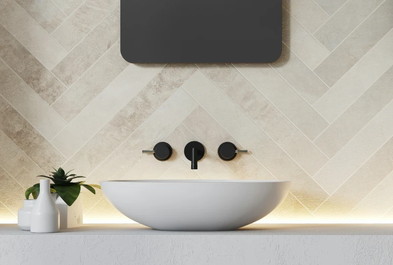 unglazed cermaic tile chevron tile