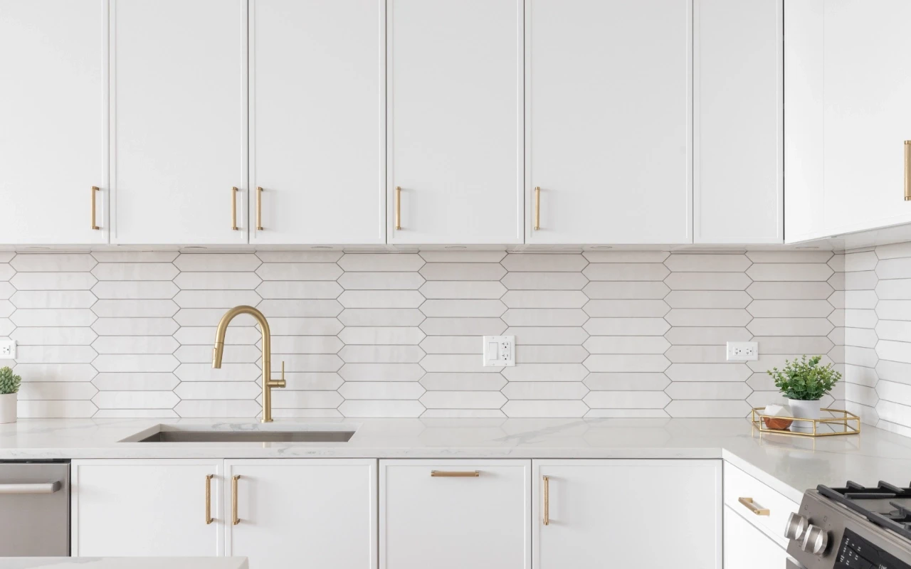 White Kitchen Backsplash Installation